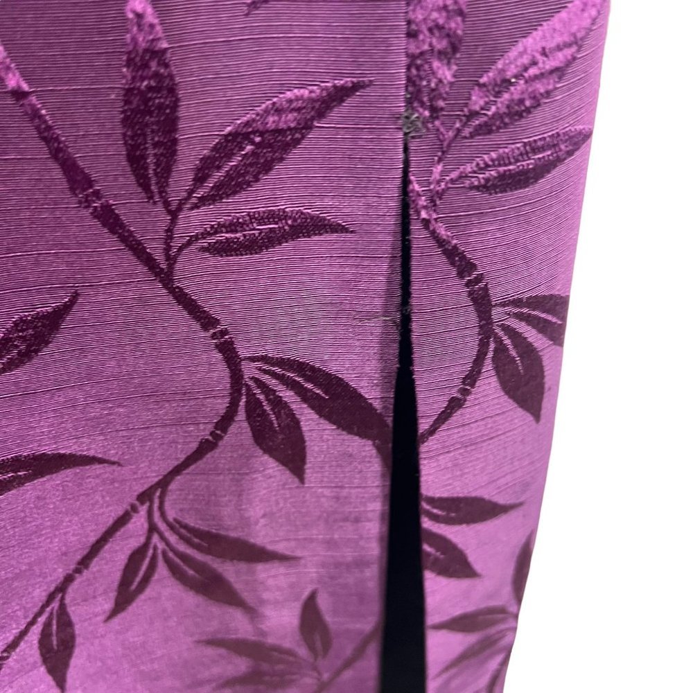 Vintage 90s Purple Leaf Print Spaghetti Strap Full Length Formal Dress Size 12 - Picture 11 of 11